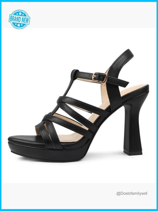 Nrmvnmi Women Strappy Crisscross Chunky Heel Platform Sandals Open Toe Block Heel Dressy